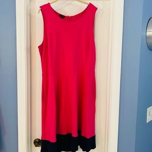 TALBOTS - Pink/Navy fit & flare dress EUC -XL